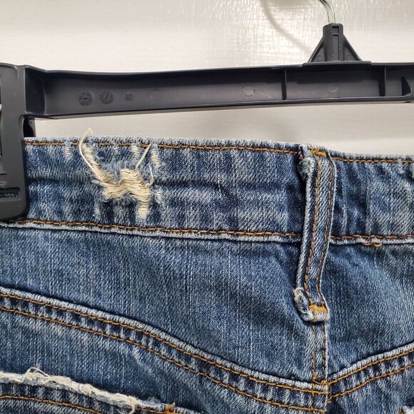 Hippie Junior's‎ Y2K Distressed Country Patch Boho Long Denim Maxi Skirt 7/28 - Picture 9 of 14